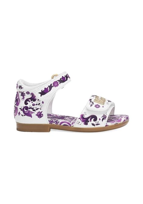 Sandali Bianchi Con Stampa Maiolica Viola DOLCE & GABBANA KIDS | D20099-AV210I03TN
